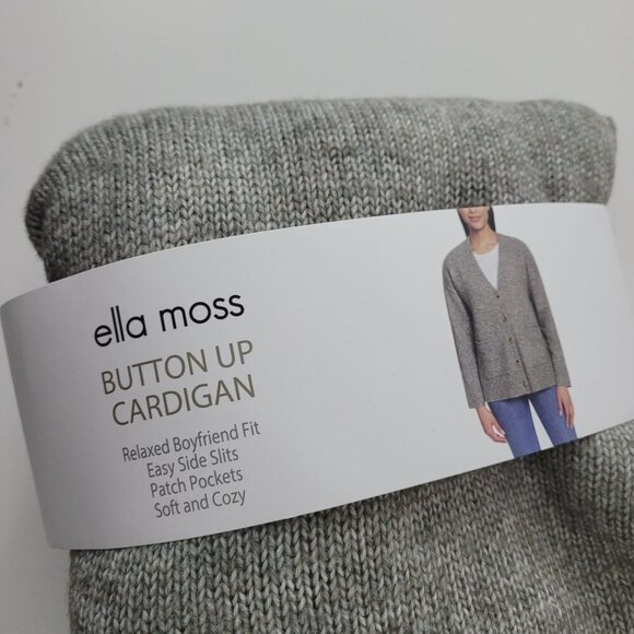 NEW Ella Moss Women's M Gray Button-Up Cardigan Relaxed Boyfriend Fit - Picture 6 of 7